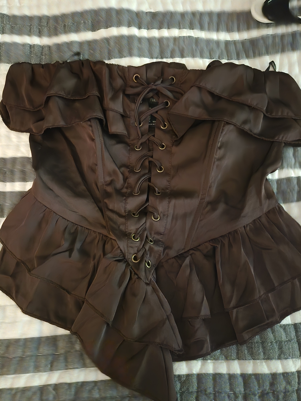 Forever 21  Dark Purple Smocked Drawstring Top